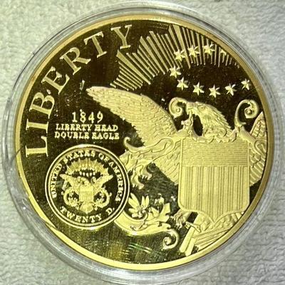 SST365 - 1849 Liberty Head Double Eagle Proof Coin. 24k Gold LAYERED