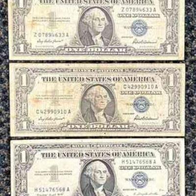 SST354 - Five (5) Silver Certificate $1 One Dollar Banknotes