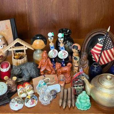 MMS082- Assorted Asian Themed Decor - Kokeshi Dolls, Figurines & More