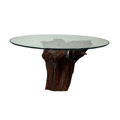 WOOD ROOT LOW TABLE | Low table with a wood root sculpture base, red pine, heavy and stable, can be a stand-alone sculpture or used as a...