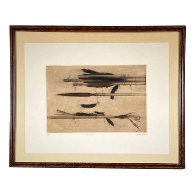 SEPIA TONED ETCHING | Arrowheads Pencil signed lower right Artist's proof On Fabriano paper with atelier Alexis Gorodine Teller blind...