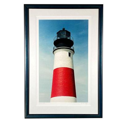 SANKATY HEAD LIGHTHOUSE PHOTOGRAPH | A vibrant color fine art nautical photograph of Nantucket lighthouse, titled and signed on the mat;...
