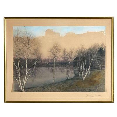 WALLACE NUTTING (1861-1941) | Birch Trees Color print Pencil signed lower right Float mounted - 13.5 x 9.5 in. (sight). - w. 24 x h. 20.5...