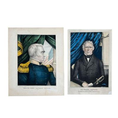 (2PC) AMERICAN LITHOGRAPHS | Including major general, Zachary Taylor, and Zachary Taylor, the Whig candidate for 12th President of the...