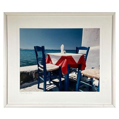 GREEK ART PHOTOGRAPH | Taverna - Mykonos, Greece Colorful art photo print Ed. 341/500 Titled in pencil in the mat, numbered and...