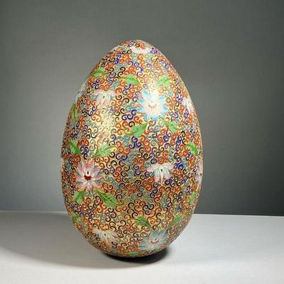 CLOISONNÃ‰ VESSEL | Ovoid cloisonnÃ© vase or vessel, egg-shaped, of large size. - h. 17 x dia. 10 in (approx.)