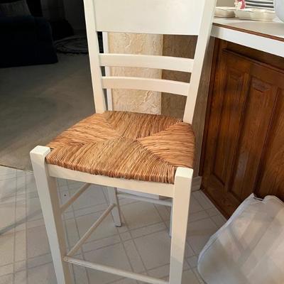 Woven Rattan Seat Tall Chair w/ Cushion