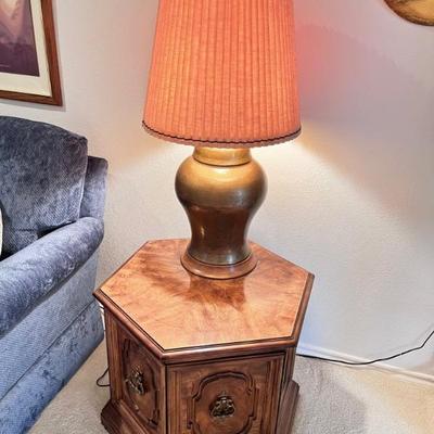 Hexagon End Table & Large Lamp