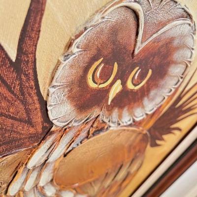 Large Framed Original Oil on Canvas Owl Paintings