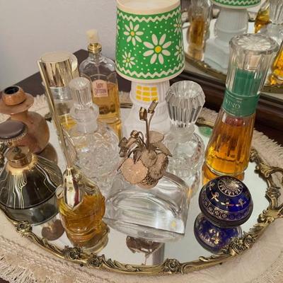 Perfume Bottles & Perfume Mirrored Tray