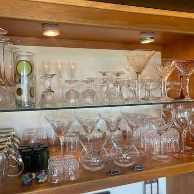 lots of crystal glassware...