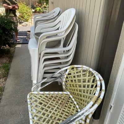 plastic & vintage patio chairs...