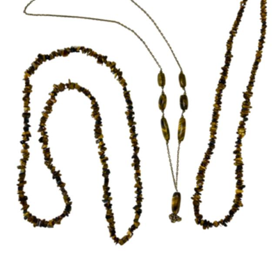 #84 â€¢ 3 Vintage Tiger's Eye Beaded Necklaces
