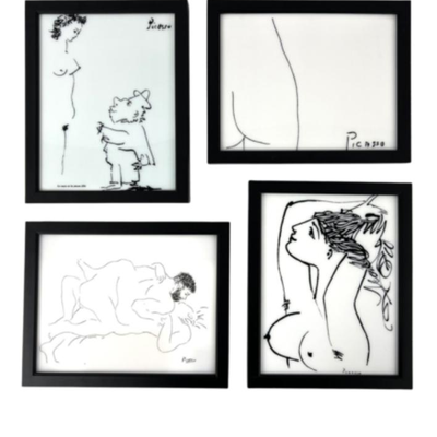 #14 â€¢ A Grouping of Four Picasso Nudes - Drawings Silkscreened Onto White Lucite Tiles, Identically Framed
#14 â€¢ A Grouping of Four...