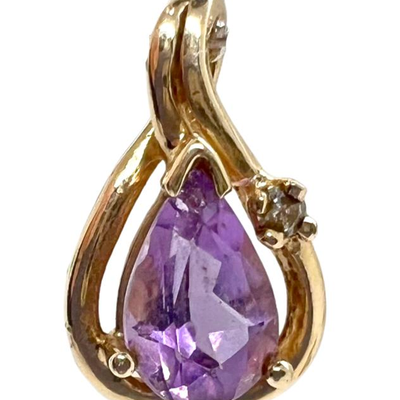 #101 â€¢ 14k Gold, Amethyst & Diamond Pendant
