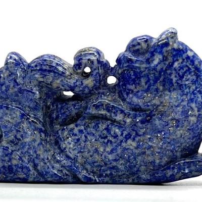 #62 â€¢ Vintage Lapis Lazuli Double Fish Stone - 3