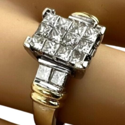 #152 â€¢ 14K Gold "Invisibly Set" Princess Diamond Ring - Size 5
