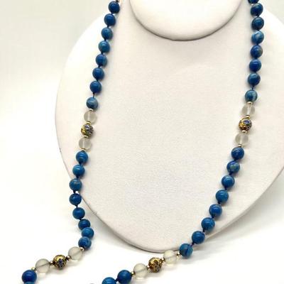 #10 â€¢ Vintage Lapis Lazuli & CloisonnÃ© Bead Necklace with14K Gold
