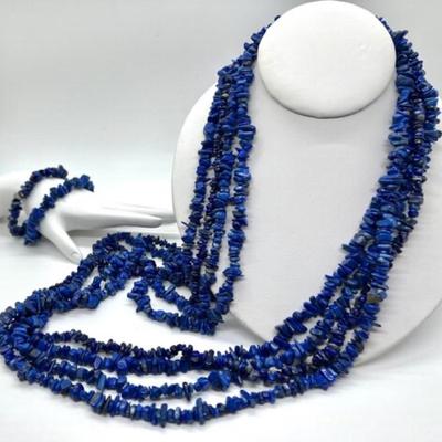 #85 â€¢ Four Vintage Lapis Lazuli Beaded Necklaces & Two Bracelets
