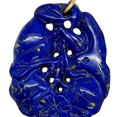 #61 â€¢ Vintage Carved Afghan Lapis Lazuli & 14k Gold Pendant
