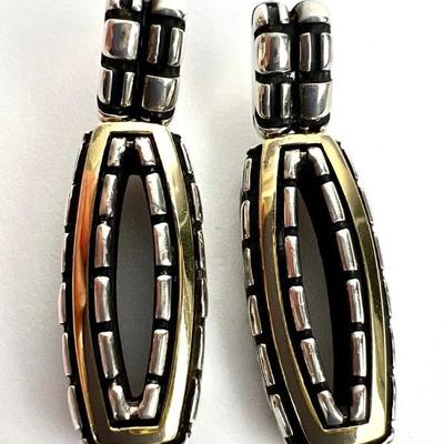 #154 â€¢ Vintage John Atencio "Capture" 18K and Sterling Silver Dangle Earrings
