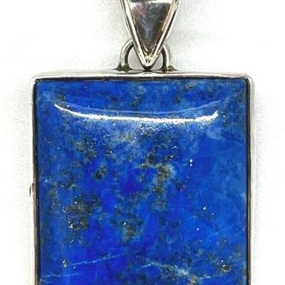 #56 â€¢ Large Vintage Lapis Lazuli & Sterling Pendant with Small Pearl
