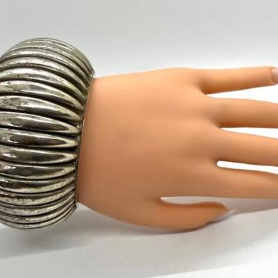 #148 â€¢ Very Large Antique Tribal Silver Hollow Dome Bangle Bracelet
