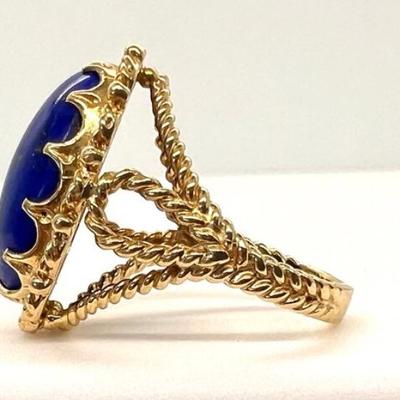 #26 â€¢ Vintage Large 14k Gold Lapis Lazuli Cabochon Ring Size 7
