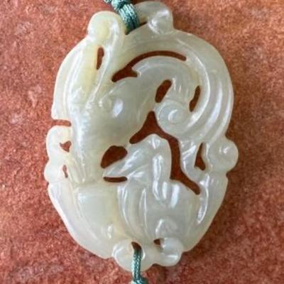 #65 â€¢ Large Vintage Jade Carved Pendant
