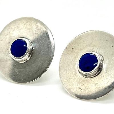#57 â€¢ Vintage Sterling & Lapis Lazuli Clip-on Earrings
