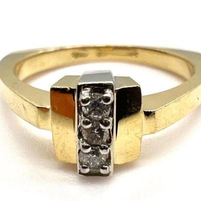 #153 â€¢ Artcarved 14K Yellow Gold & Diamond Ring Size 6-1/4
