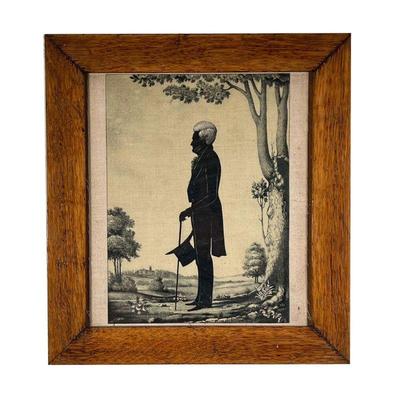 SILHOUETTE OF ANDREW JACKSON | Silhouette of Andrew Jackson printed on canvas after the original work by William Henry Brown. - l. 11.5 x...