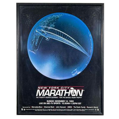 1993 NYC MARATHON POSTER | Print ad poster for the 1993 New York City marathon; framed behind glass. - l. 29.5 x w. 23 in (overall)