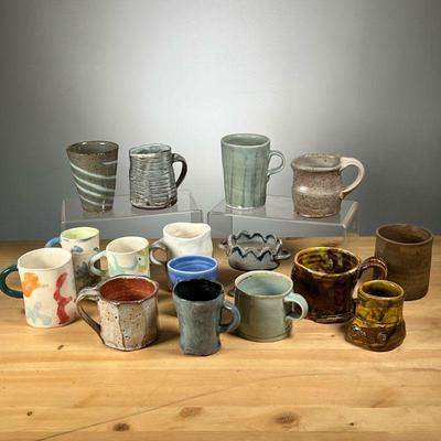 MEG SMEAL POTTERY GROUP | Handmade Art Pottery by Meg Smeal and other potters. Includes Cups and Mugs. - h. 3 x dia. 4 in (Pink Cup)
