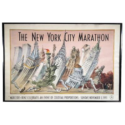 1991 NYC MARATHON POSTER | Commemorative print that reads: â€œThe New York City Marathonâ€ / â€œMercedes-Benz celebrates an event of...