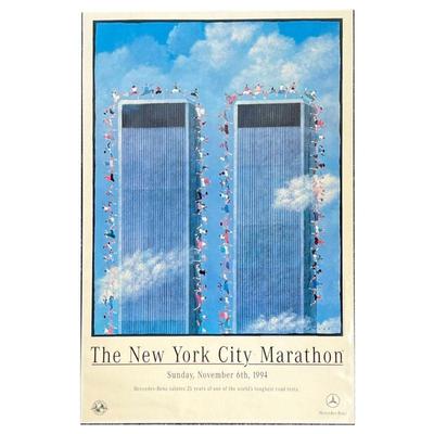 1994 NYC MARATHON MERCEDES BENZ POSTER | Mercedes Benz sponsored poster commemorating the 1994 New York City marathon; depicting runners...
