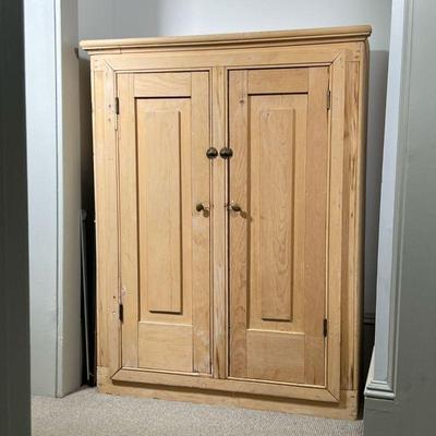 TWO-DOOR CUPBOARD | Two Door Cupboard with 2 shelves in Pine with Natural Finish. - l. 37 x w. 13 x h. 47 in
