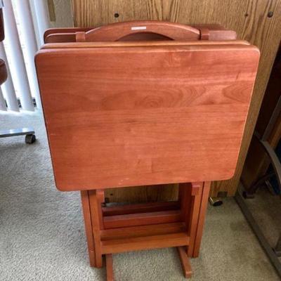 5 Piece Tray Table Set Folding TV Snack 