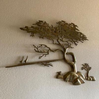 Brass Bonsai Tree Wall Sculpture