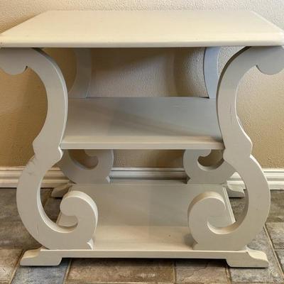 Painted White S-Scroll Legg 3-Tier Accent Table