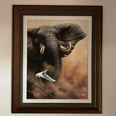 Signed, Limited Edition Elephant Print, Framed