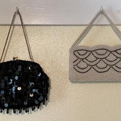 (2) Ivory/Silver & Black Evening Bags