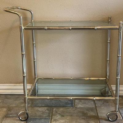 Mid Century Style Silver Plated Towle Tea Cart 