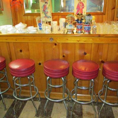 Vintage chrome double ring swivel stools