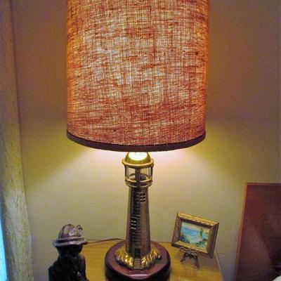 Vintage brass lighthouse lamp
