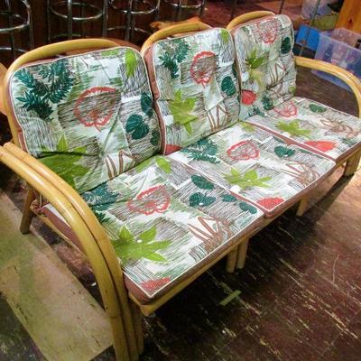 Mid-century rattan 3 piece sofa