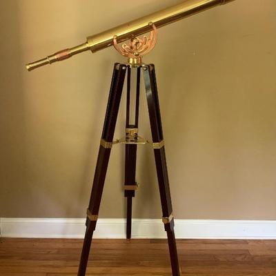 Barska 32x80 mm Anchormaster brass telescope w/ mahogany tripod.