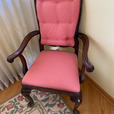 Ethan Allen Deep Pink Tufted Arm Chair (2), With 4 Side Chairs