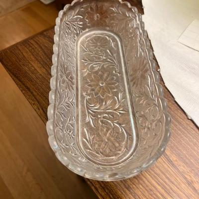 Beautiful glass serving dish, just one of many Depression glass pieces 
