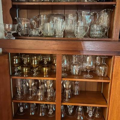 Assorted styles of glass and crystal drinkware 